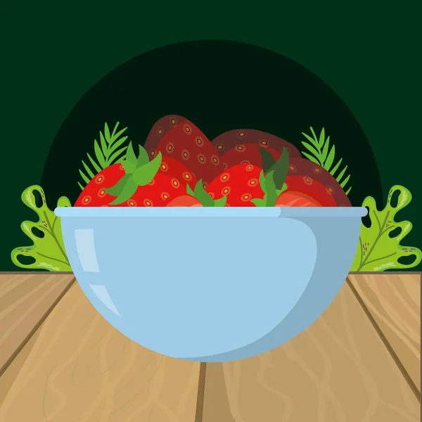 Fresh fruits strawberries cartoon — Stock Vector