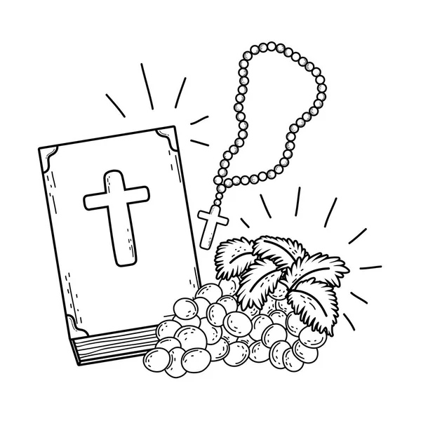 Livro bíblico sagrado com frutos de uvas — Vetor de Stock