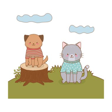 alan ormanlık karakterler sevimli hayvanlar