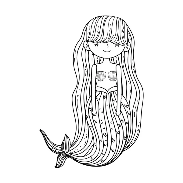 Güzel deniz kızı masal karakter — Stok Vektör