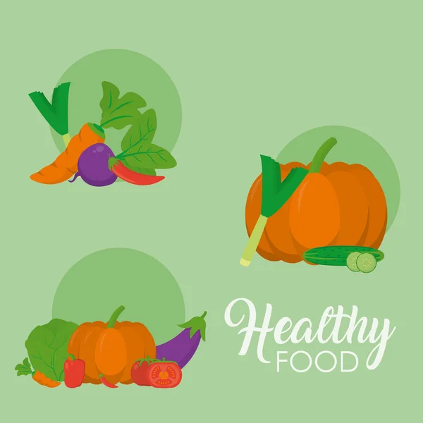 Iconos de alimentos saludables — Vector de stock