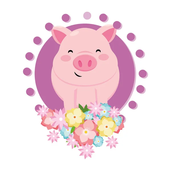 Schwein mit Blume — Stockvektor