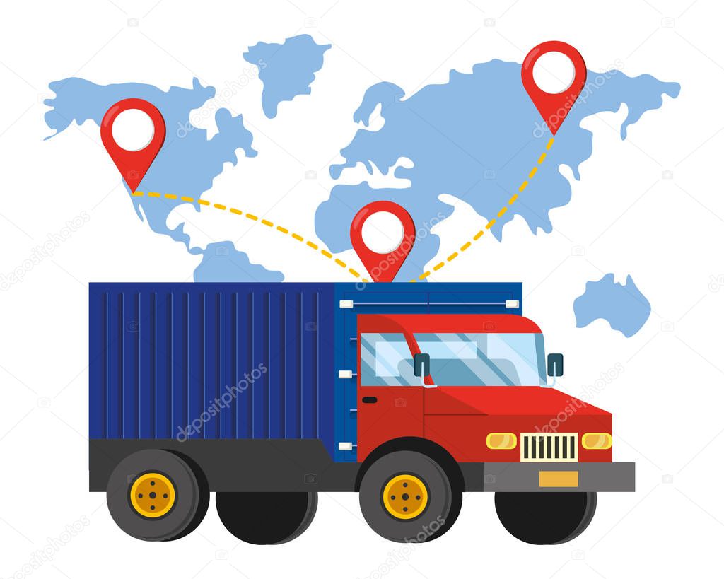 truck and map