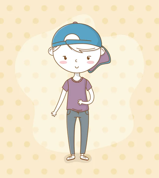Beau petit garçon avec casquette de sport — Image vectorielle