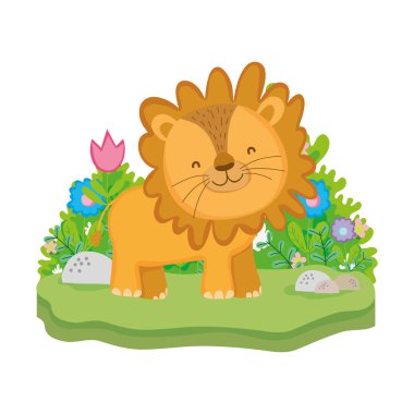 sevimli ve küçük aslan karakter