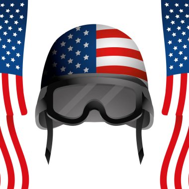 askeri kask ile birleşik devlet bayrağı