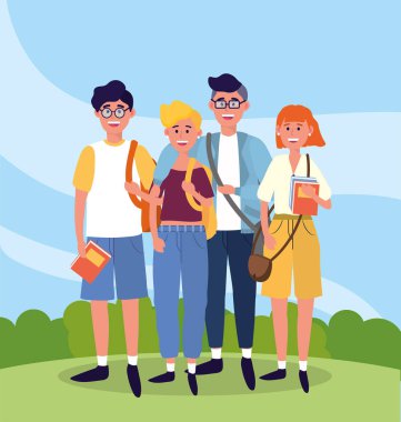 kadın ve erkek üniversitesi gündelik kıyafetlerle