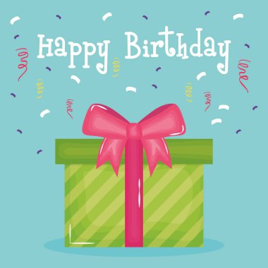 hediye ve konfeti ile mutlu yıllar kartı