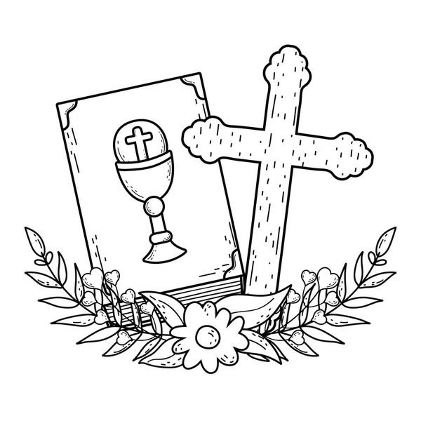十字架付き聖書の本 — ストックベクタ
