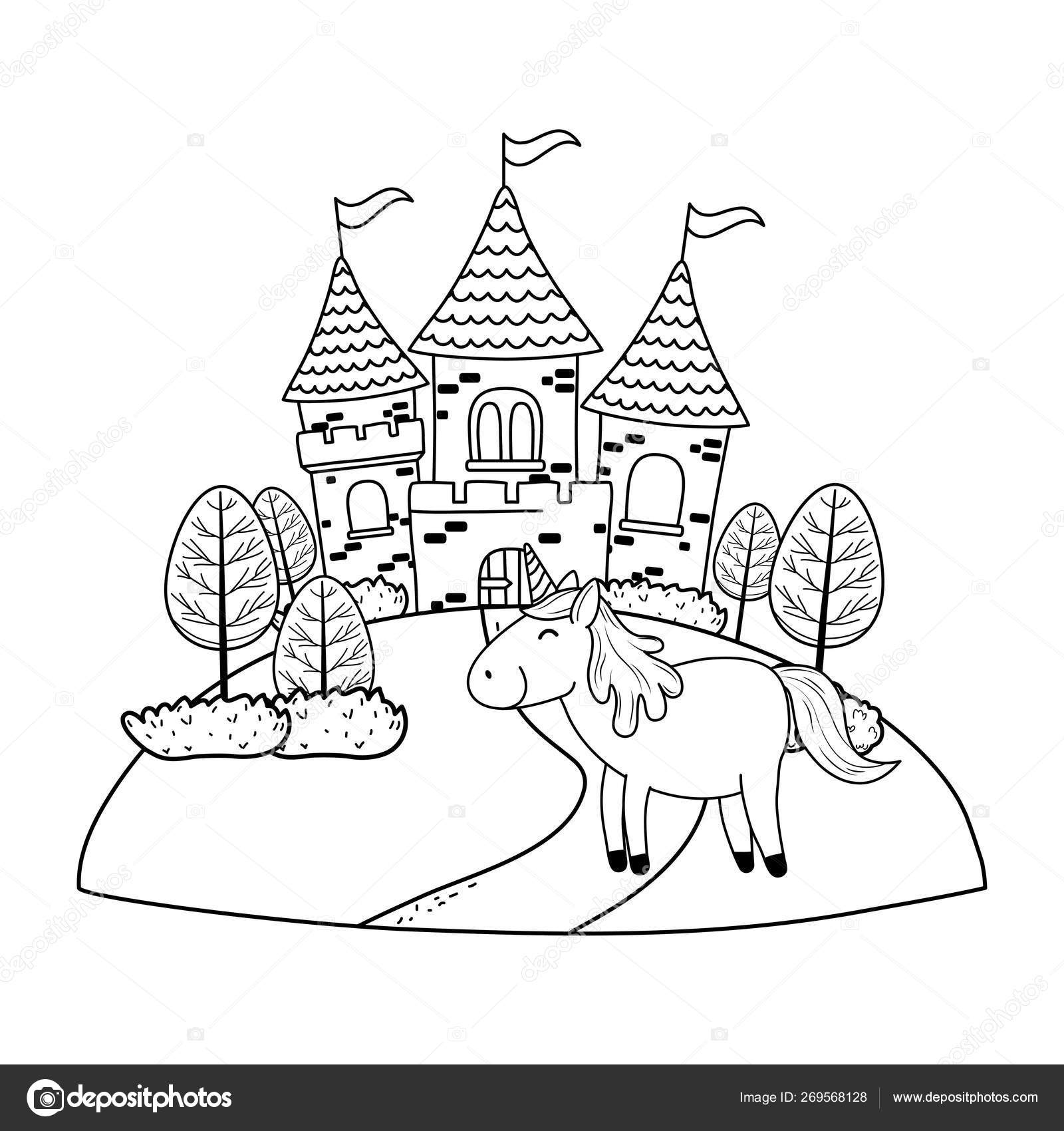 Mignon Conte De Fees Licorne Avec Chateau Dans Le Paysage Image Vectorielle Stockgiu C Mignon Conte De Fees Licorne Avec Chateau Dans Le Paysage Image Vectorielle Stockgiu C