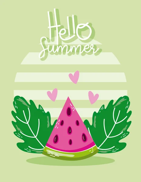 Hola tarjeta de verano con dibujos animados lindos — Archivo Imágenes Vectoriales