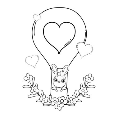balon hava sıcak sevgililer günü uçan sevimli tavşan kız