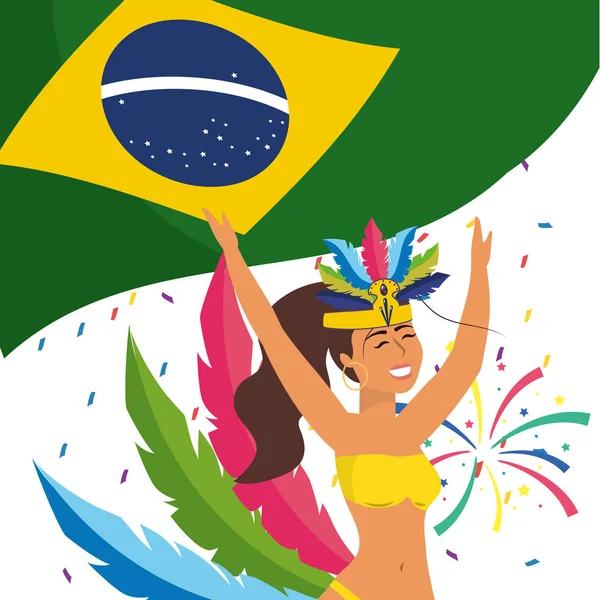 Femme célébrant carnaval brésilien — Image vectorielle