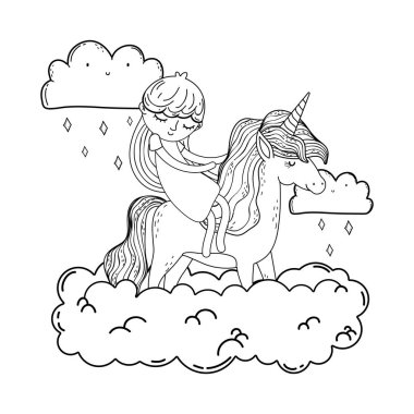 bulutlarküçük tek boynuzlu at ve prenses