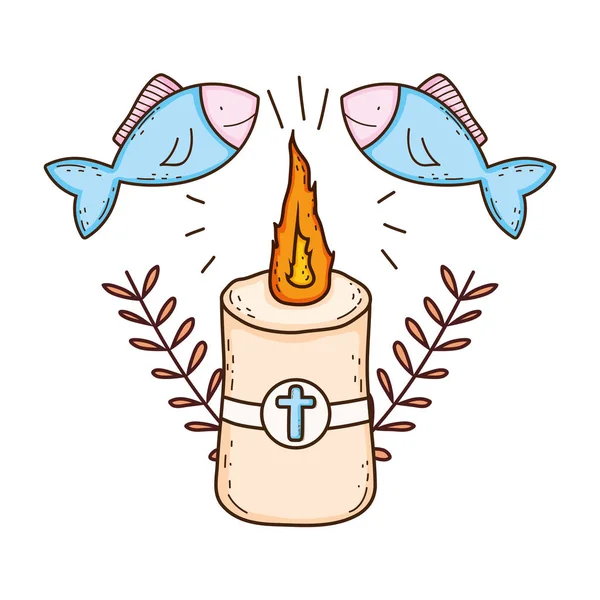 Paschal candle sacred with fishes — Stock Vector