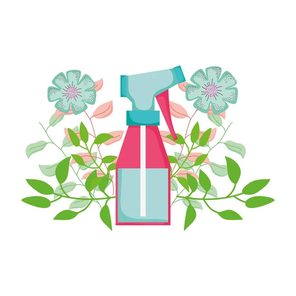 Botella de spray con decoración floral — Vector de stock