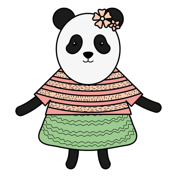 Cute female bear panda childish character — Stock Vector