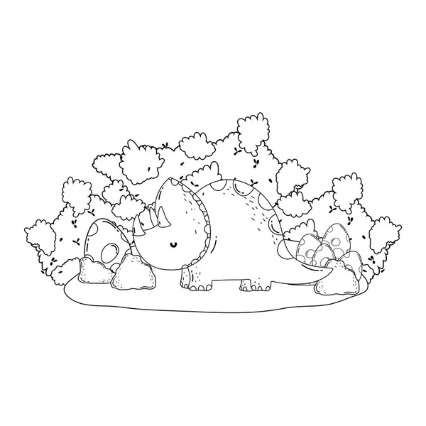 Lindo triceratops en el carácter del paisaje — Archivo Imágenes Vectoriales