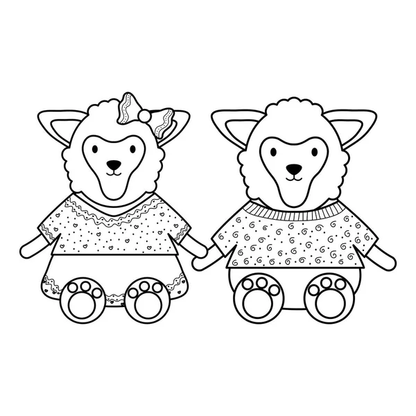 Cute owce para dziecinne postacie — Wektor stockowy