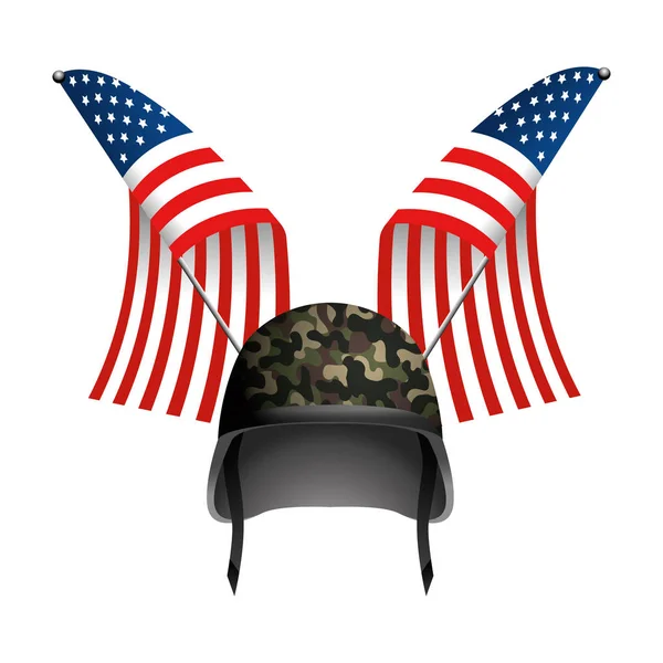 Flaga Stanów Zjednoczonych z hełmem wojskowym — Wektor stockowy
