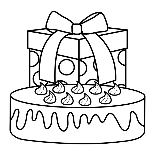 甘いケーキとプレゼントのギフト ボックス — ストックベクタ