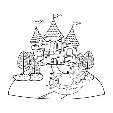 şirin peri masalı unicorn castle peyzaj ile