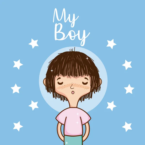 Mon garçon carte de dessin animé mignon — Image vectorielle