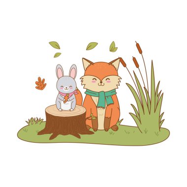 alan ormanlık karakterler sevimli hayvanlar