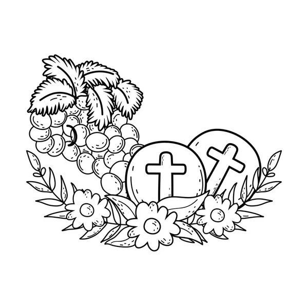 Holy host communion with grapes — стоковый вектор