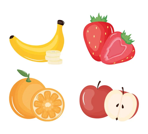 Groupe de fruits tropicaux et frais — Image vectorielle