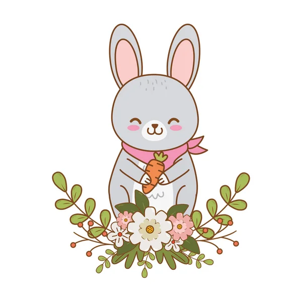 Cute rabbit woodland character — Stock Vector