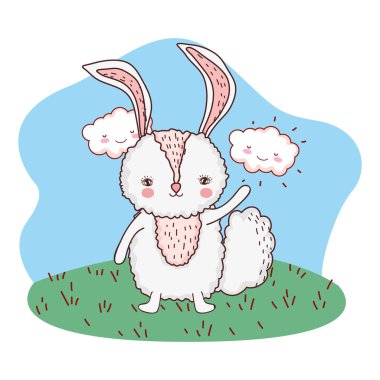 Kampta sevimli küçük tavşan karakteri