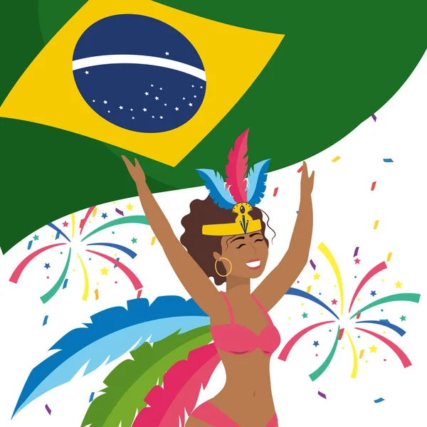 Mulher celebrando o carnaval do brasil — Vetor de Stock