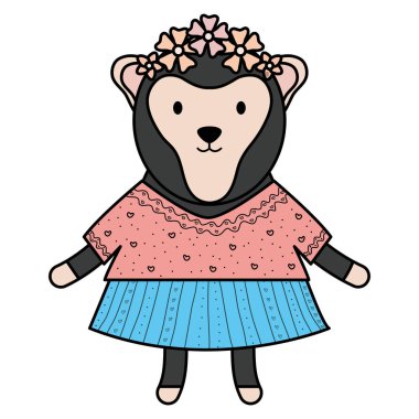 sevimli kadın maymun çocuksu karakter