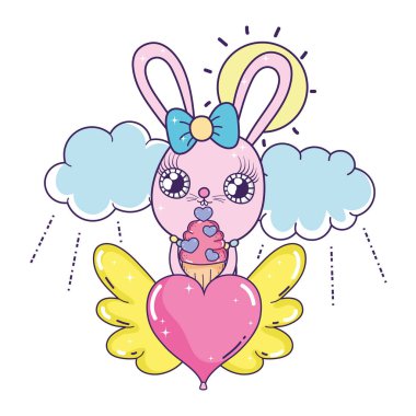 sevimli tavşan kız valentines gün