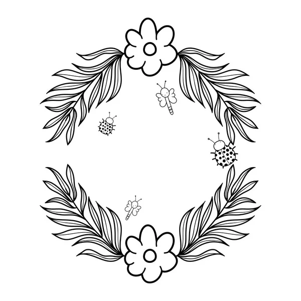 花圈与花和叶 — 图库矢量图片