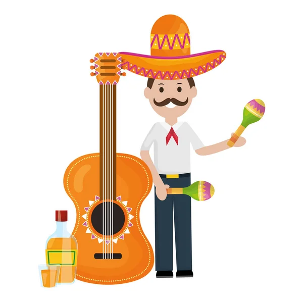 Мексиканец с гитаристским характером — стоковый вектор