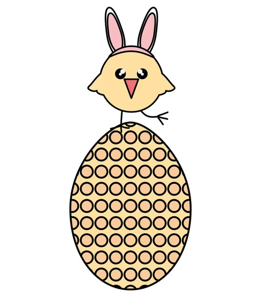 Αυγό ζωγραφισμένο με μικρή γκόμενα Πάσχα γιορτή — Διανυσματικό Αρχείο