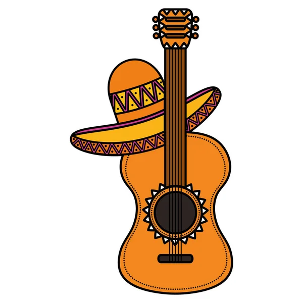 Guitar with mexican hat — Stock Vector