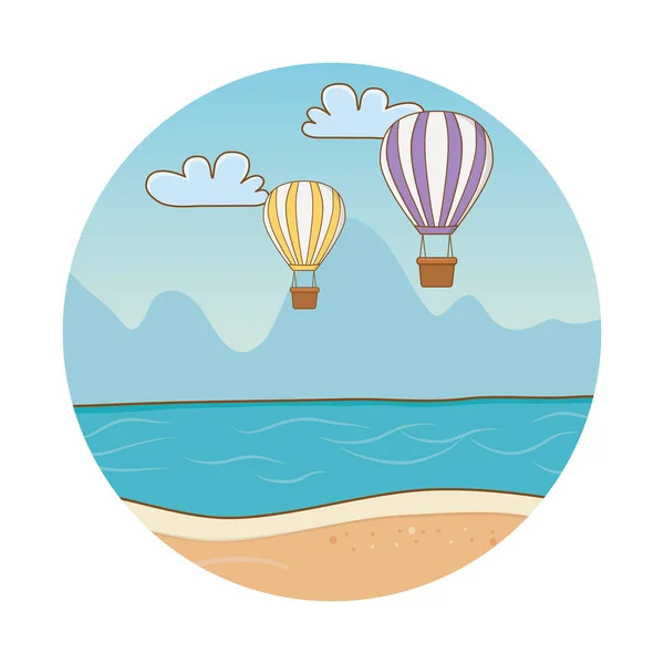 Etykieta kreskówek okrągły plaża — Wektor stockowy