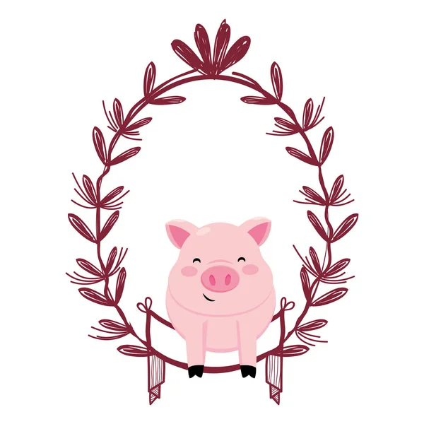 Γουρούνι με τα φύλλα διευθέτηση — Διανυσματικό Αρχείο