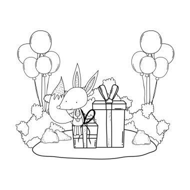 manzara balonlar helyum ile sevimli ve küçük tilki