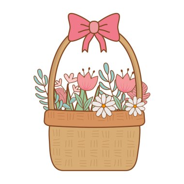 şirin sepet çiçek ile saman