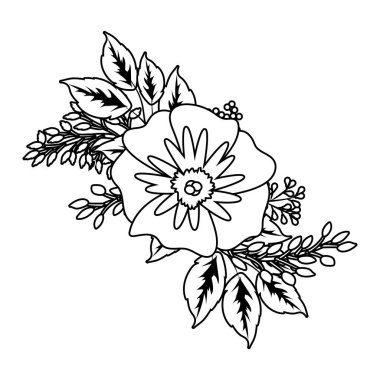 siyah ve beyaz çiçek tropikal çizgi film