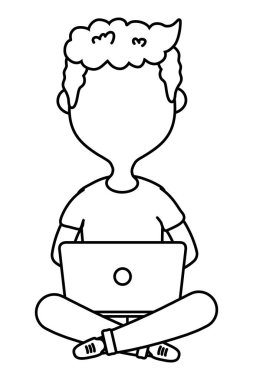 Adam ve laptop tasarım