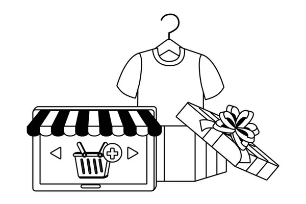Tablet ve mağaza simgesi tasarımı — Stok Vektör