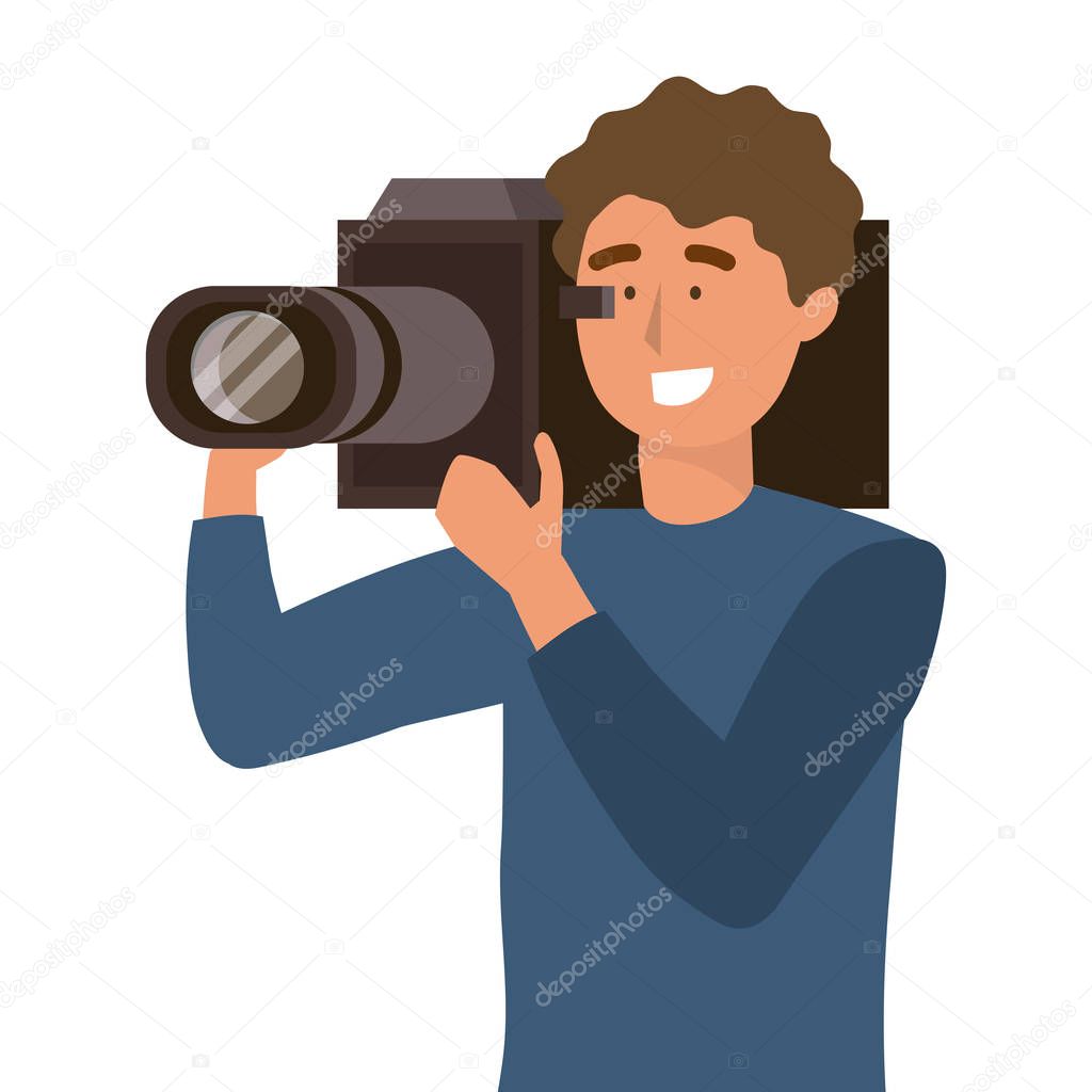 Man holding videocamera design