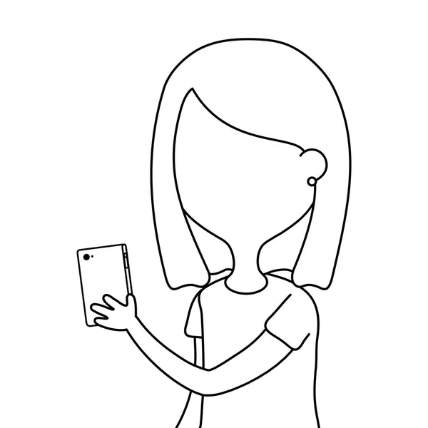 Conception fille et smartphone — Image vectorielle