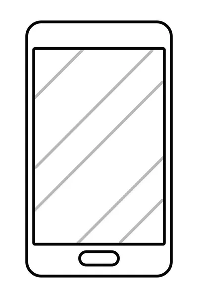 Mobiltelefon ikon tecknad i svart och vitt — Stock vektor