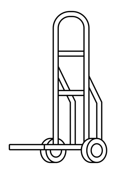 Caricatura icono pushcart en blanco y negro — Vector de stock